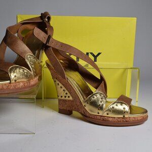 DKNY Metallic Gold Wedges
